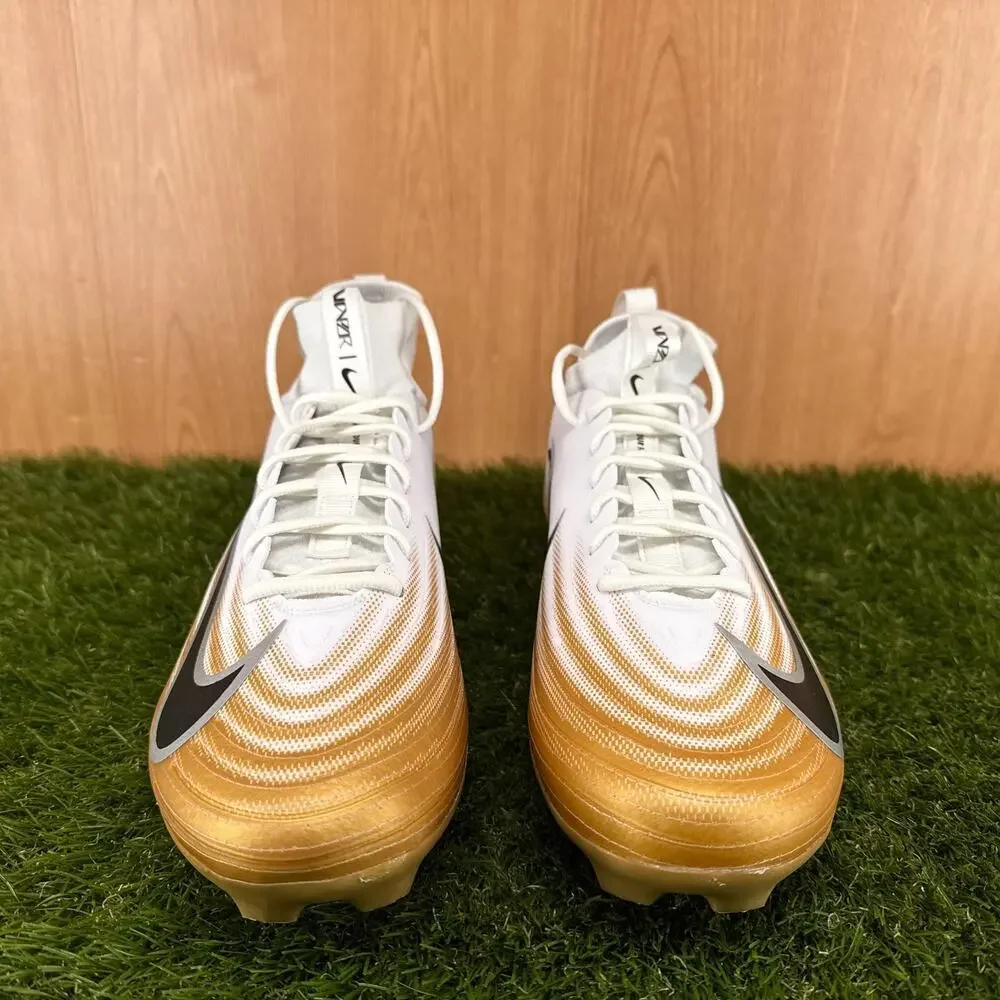 Nike Zoom Air Vapor Pro 1 White Metallic Gold Football Cleats FB3298-103 Sz 13